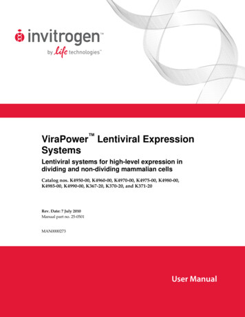 ViraPower Lentiviral Expression Systems - U-M Biomedical Research .