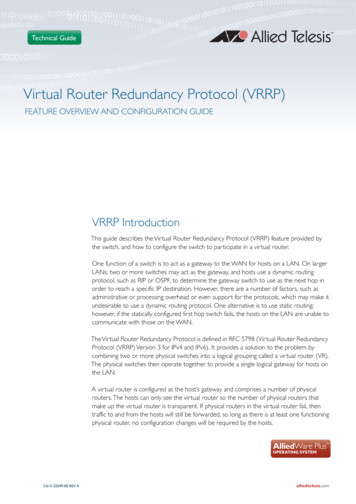 Virtual Router Redundancy Protocol (VRRP) - Allied Telesis