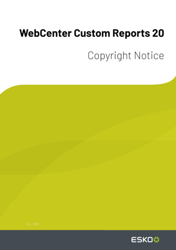 WebCenter Custom Reports 20 Copyright Notice