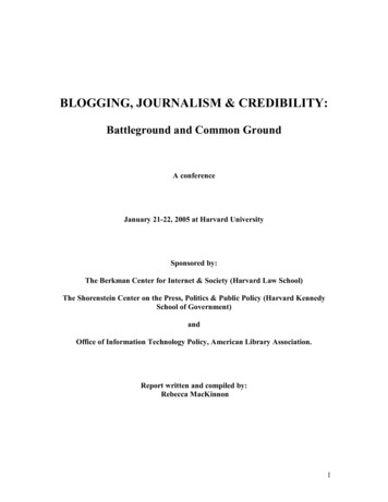 BLOGGING, JOURNALISM & CREDIBILITY - Berkman Klein Center