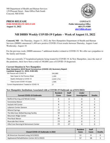 NH DHHS Weekly COVID-19 Update Week Of August 11, 2022