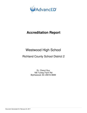 Accreditation Report Westwood High School - Richland County School .