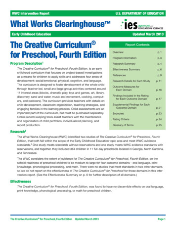 Creative Curriculum - Institute Of Education Sciences