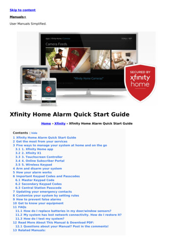 Xfinity Home Alarm Quick Start Guide - Manuals 