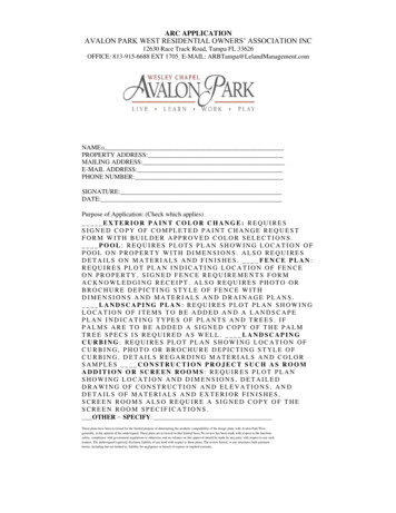 Arc Application Avalon Park West Residential Owners' Association Inc