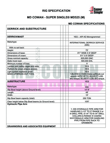 Rig Specification Md Cowan - Super Single Md525 (M)