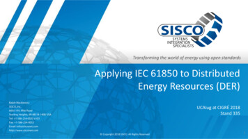 Applying IEC 61850 To Distributed Energy Resources (DER) - UCAIug