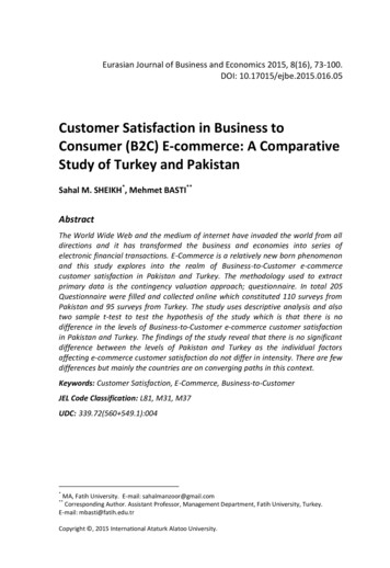 Customer Satisfaction In Business To Consumer (B2C) E-commerce: A .