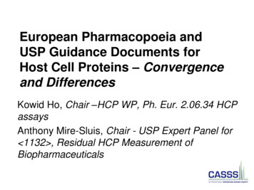 European Pharmacopoeia And USP Guidance Documents For Host Cell .