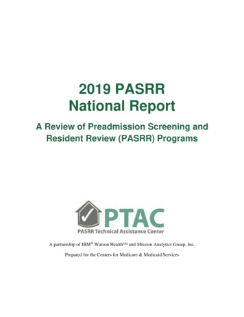 2019 PASRR National Report: A Review Of Preadmission . - Medicaid