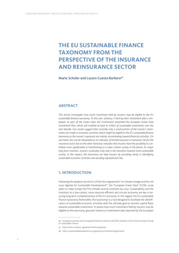 THE EU SUSTAINABLE FINANCE TAXONOMY FROM THE PERSPECTIVE OF . - Europa