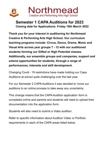 Semester 1 CAPA Auditions For 2023