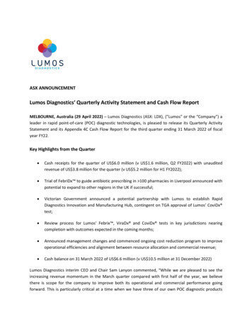 Lumos Diagnostics' Quarterly Activity Statement And Cash Flow Report