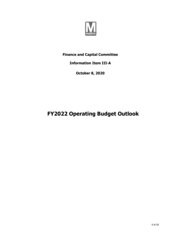 FY2022 Operating Budget Outlook - WMATA