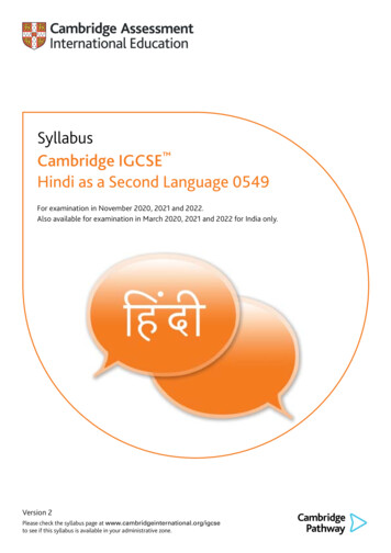 Syllabus Cambridge IGCSE Hindi As A Second Language 0549