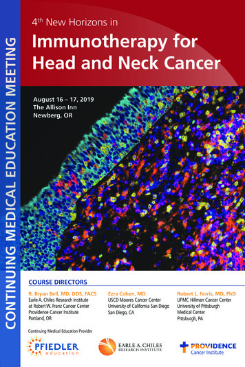 4th New Horizons In Immunotherapy For Head And Neck Cancer