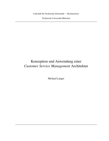 Konzeption Und Anwendung Einer Customer Service Management . - TUM