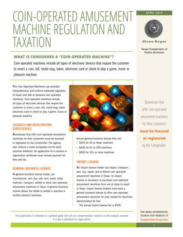 Coin-Operated Amusement Machine Regulation And Taxation