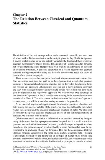Chapter 2 The Relation Between Classical And Quantum Statistics