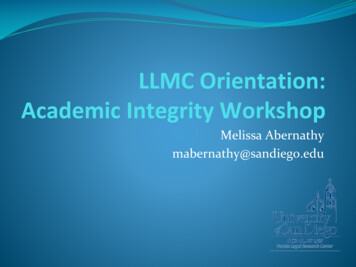 LLMC Orientation: Academic Integrity Workshop - University Of San Diego