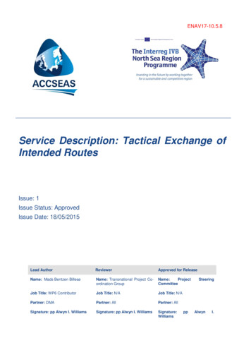 Service Description: Tactical Exchange Of Intended Routes - IALA AISM