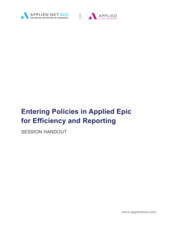 Entering Policies In Applied Epic For Efficiency And Reporting