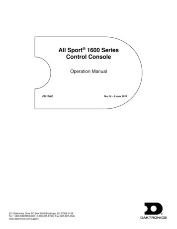 All Sport 1600 Series Control Console - Top Product Menu