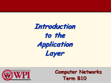 Introduction To The Application Layer - WPI