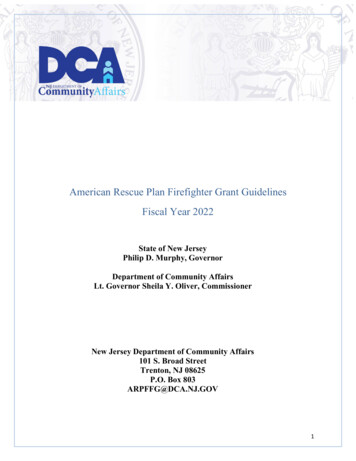 American Rescue Plan Firefighter Grant Guidelines Fiscal Year 2022