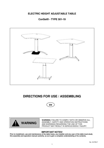 DIRECTIONS FOR USE / ASSEMBLING - ConSet