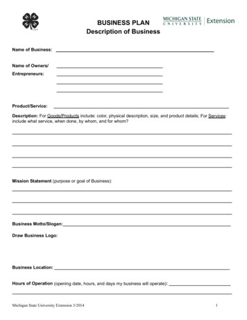 BUSINESS PLAN TEMPLATE - College Of Agriculture & Natural Resources