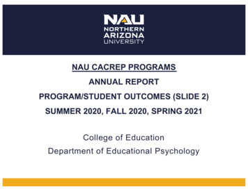 Nau Cacrep Programs Annual Report Program/Student Outcomes (Slide 2 .