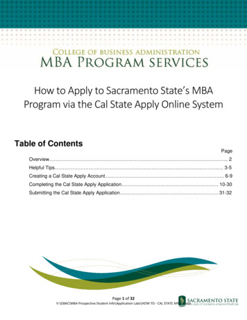 How To Apply To Sacramento State 's MBA Program Via The Cal State Apply .