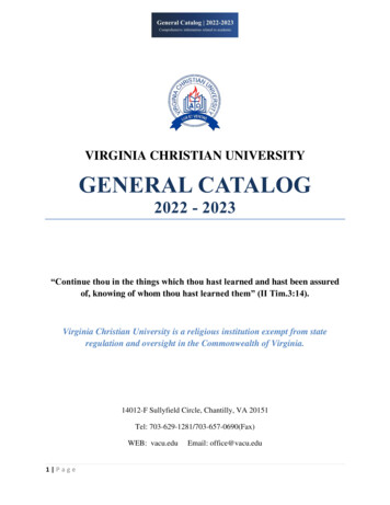 Virginia Christian University General Catalog