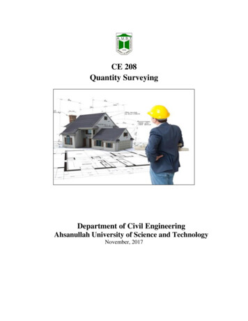 CE 208 Quantity Surveying - Ahsanullah University Of Science And Technology