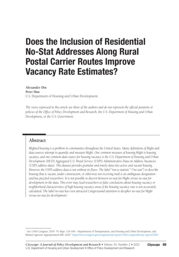 Does The Inclusion Of Residential No-Stat Addresses Along Rural Postal .