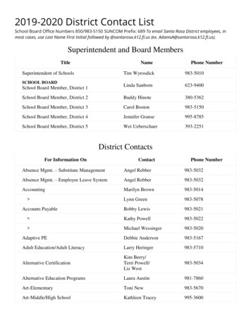 District Contact List - Santa Rosa County District Schools
