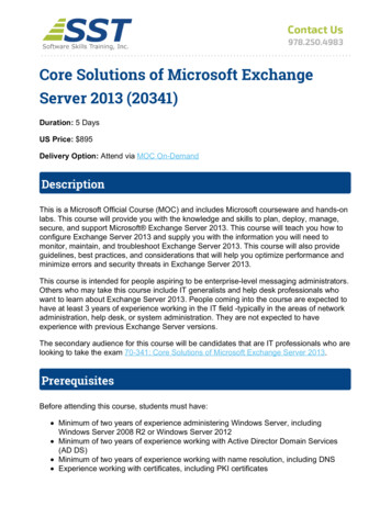 Exchange Server Training Microsoft Exchange Server 2013 Course
