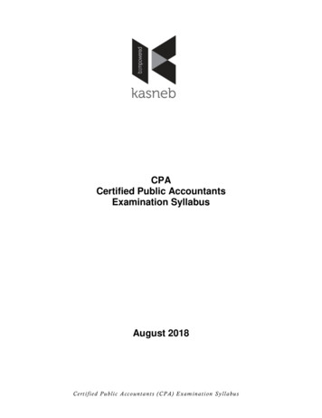 CPA Certified Public Accountants Examination Syllabus