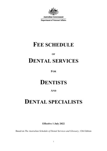 OF DENTAL SERVICES - Department Of Veterans' Affairs