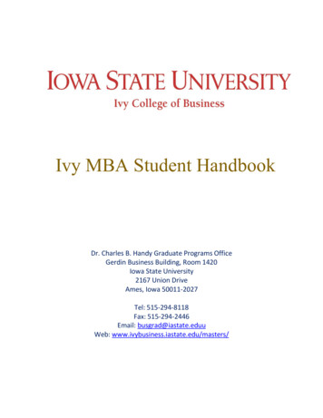Ivy MBA Student Handbook - Iowa State University