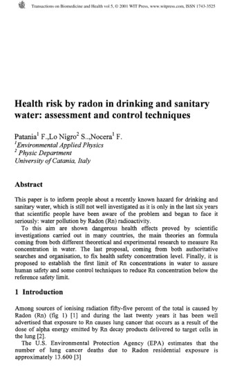 Health Risk By Radon In Drinking And Sanitary Water: Assessment And .