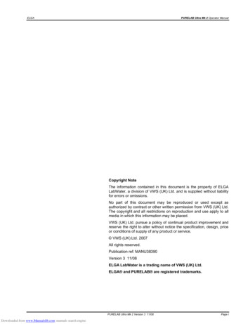 PURELAB Ultra Mk 2 Operator Manual - Acme Revival