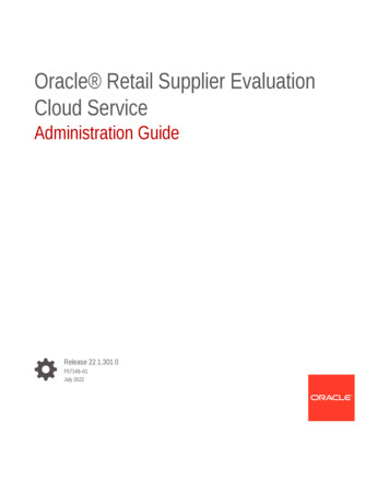 Cloud Service Oracle Retail Supplier Evaluation Administration Guide