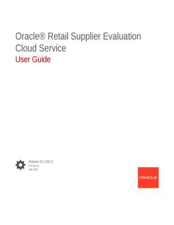 Cloud Service Oracle Retail Supplier Evaluation User Guide