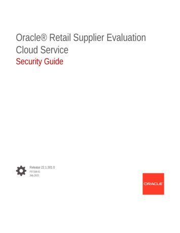 Cloud Service Oracle Retail Supplier Evaluation Security Guide