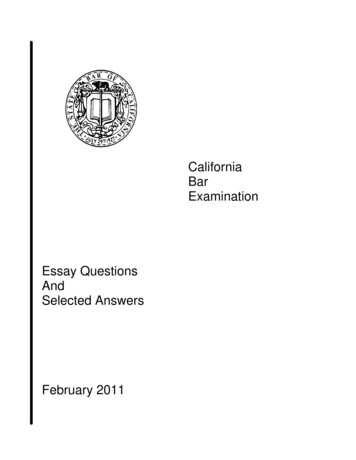 California Bar Examination And - Calweasel