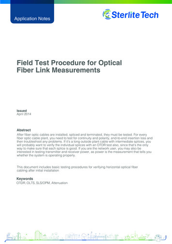 Field Test Procedure For Optical Fiber Link Measurements