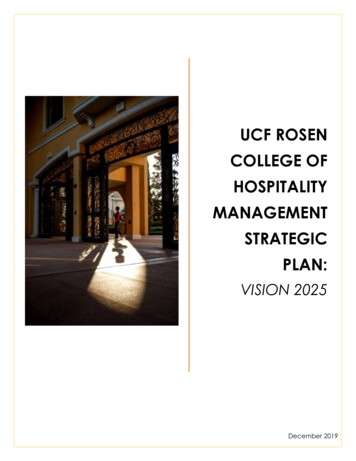 Ucf ROSEN COLLEGE OF HOSPITALITY MANAGEMENT STRATEGIC PLAN
