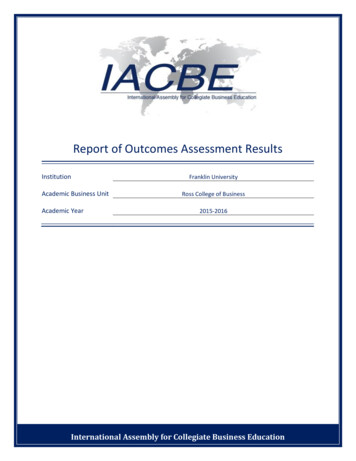 Report Of Outcomes Assessment Results - Franklin.edu
